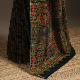 Chanderi silk hand bagru saree with zari border 03