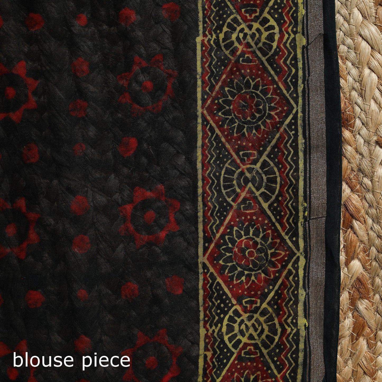 Chanderi silk hand bagru saree with zari border 03