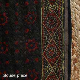 Chanderi silk hand bagru saree with zari border 03