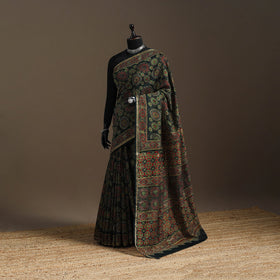 Chanderi silk hand bagru saree with zari border 03