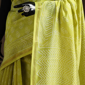 Chanderi silk hand bagru saree with zari border 25