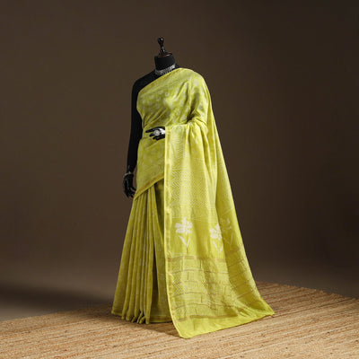 Chanderi silk hand bagru saree with zari border 25