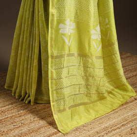 Chanderi silk hand bagru saree with zari border 25