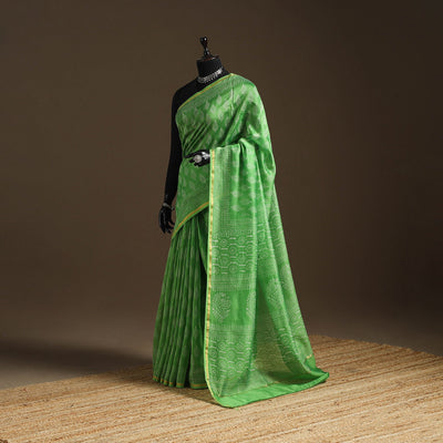 Chanderi silk hand bagru saree with zari border 29