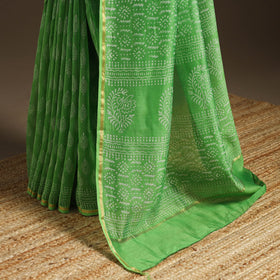 Chanderi silk hand bagru saree with zari border 29