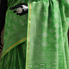 Chanderi silk hand bagru saree with zari border 29