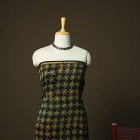 Chanderi silk hand block ajrakh print 3pc unstitched dress
