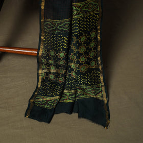 Chanderi silk hand block ajrakh print 3pc unstitched dress
