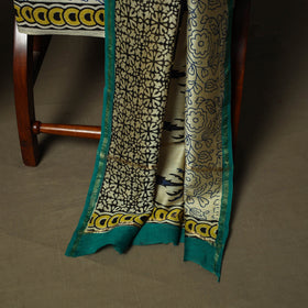 Chanderi silk hand block bagru print 3pc unstitched dress