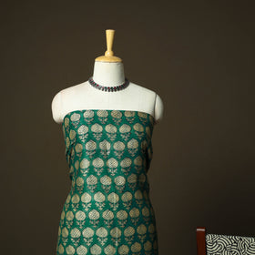 Chanderi silk hand block bagru print 3pc unstitched dress