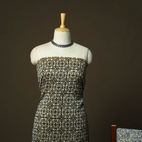 Chanderi silk hand block bagru print 3pc unstitched dress