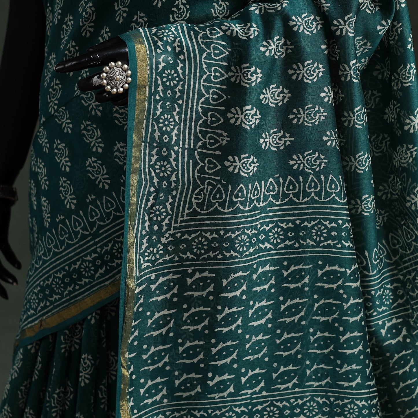 Chanderi silk hand block batik print saree 69 - handcrafted