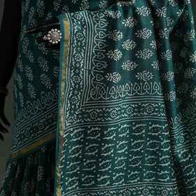 Chanderi silk hand block batik print saree 69 - handcrafted