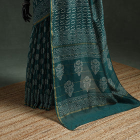Chanderi silk hand block batik print saree 69 - handcrafted