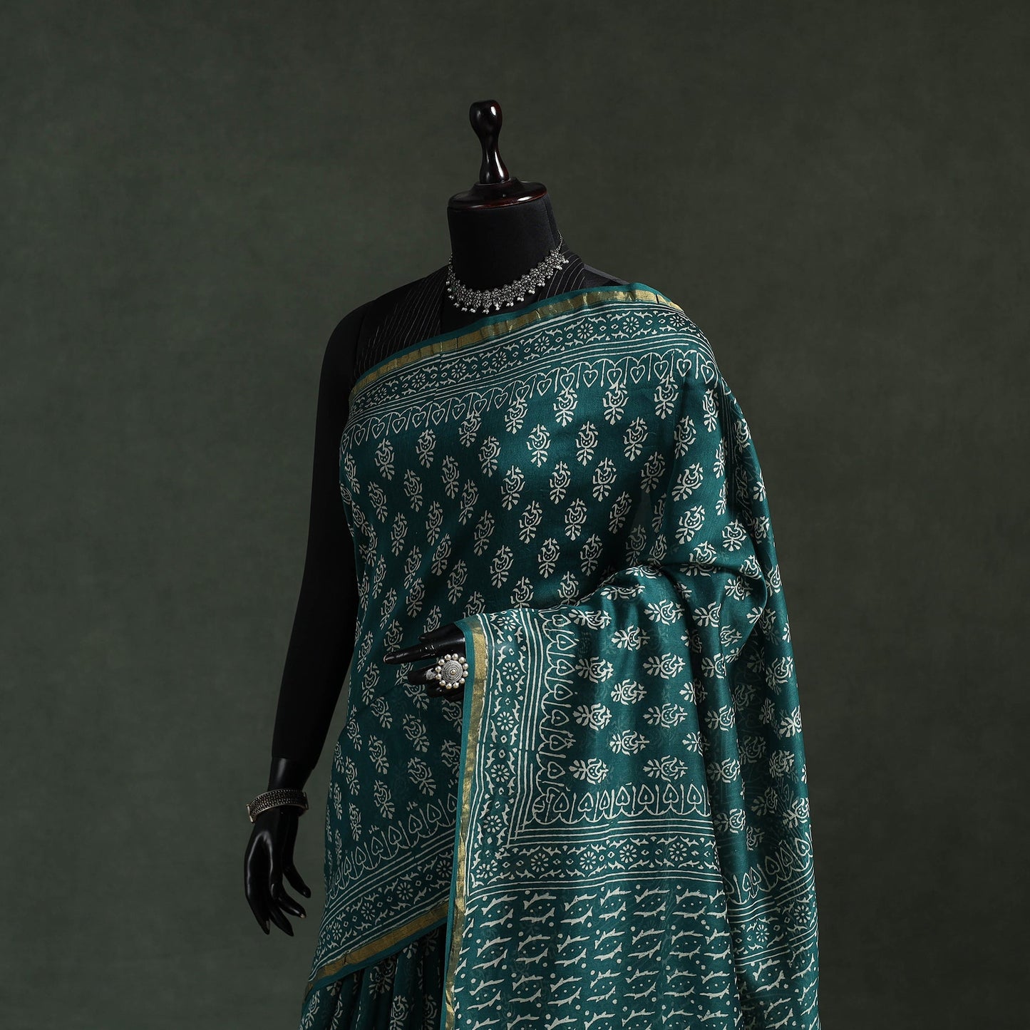 Chanderi silk hand block batik print saree 69 - handcrafted