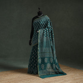 Chanderi silk hand block batik print saree 69 - handcrafted