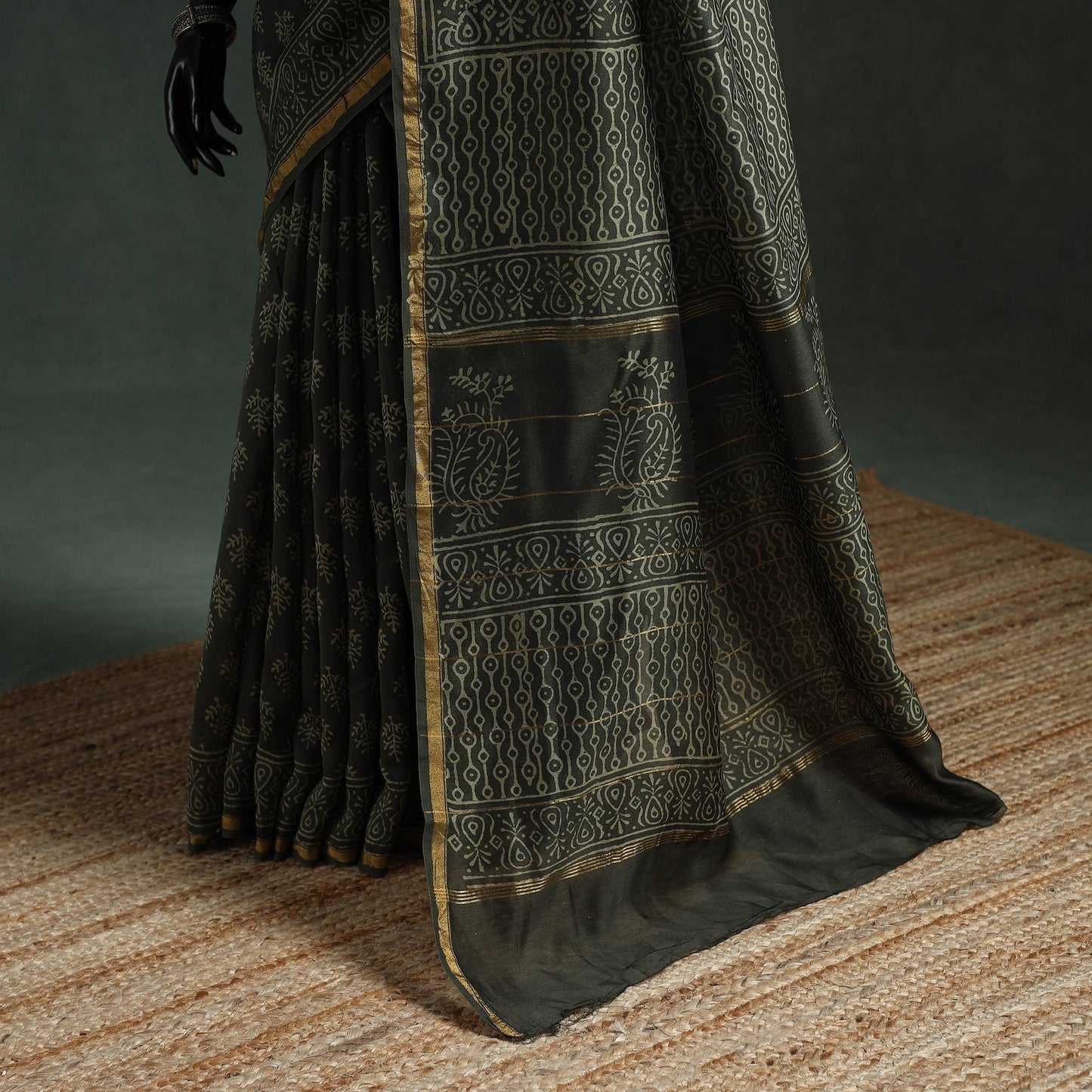 Chanderi silk hand block batik print saree 73 - handcrafted