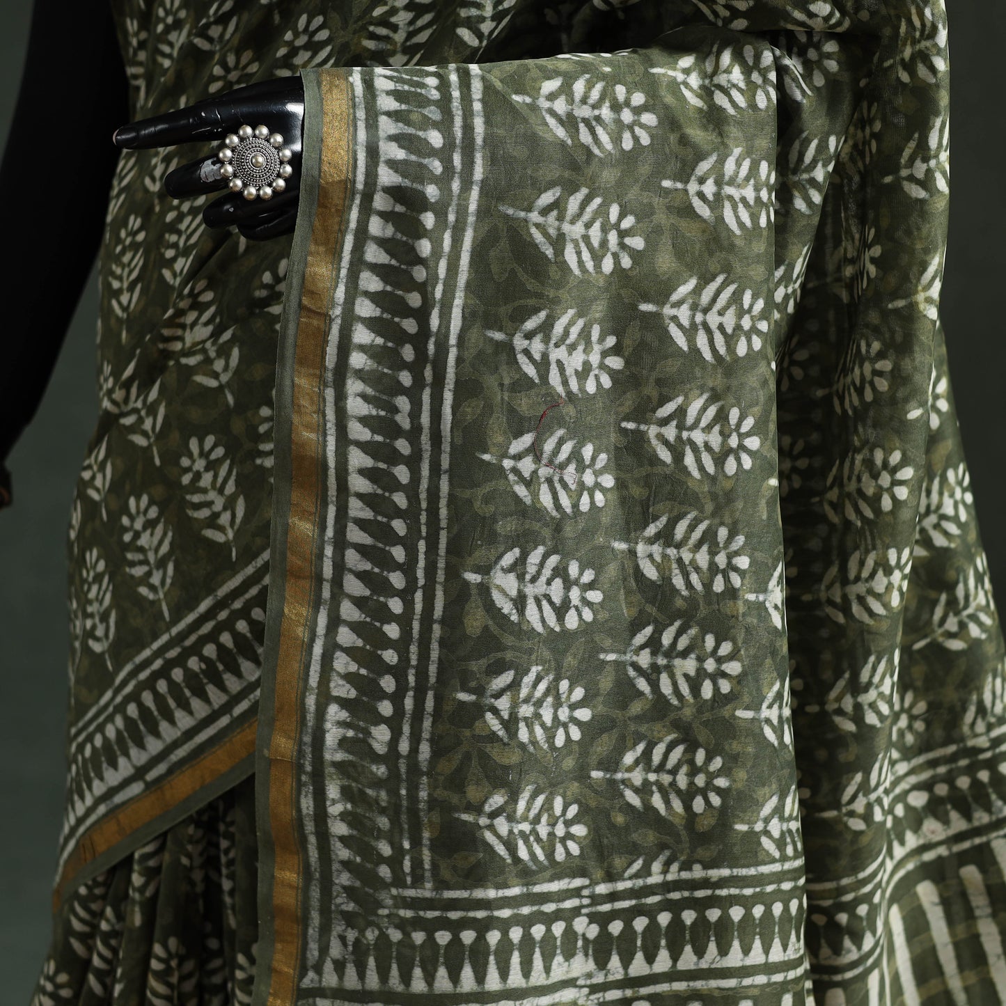 Chanderi silk hand block batik print saree 81 - handcrafted