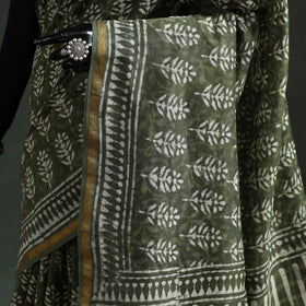 Chanderi silk hand block batik print saree 81 - handcrafted