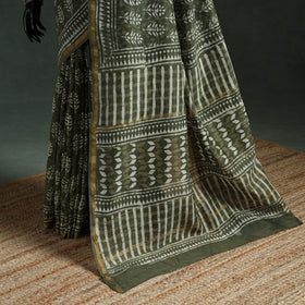 Chanderi silk hand block batik print saree 81 - handcrafted