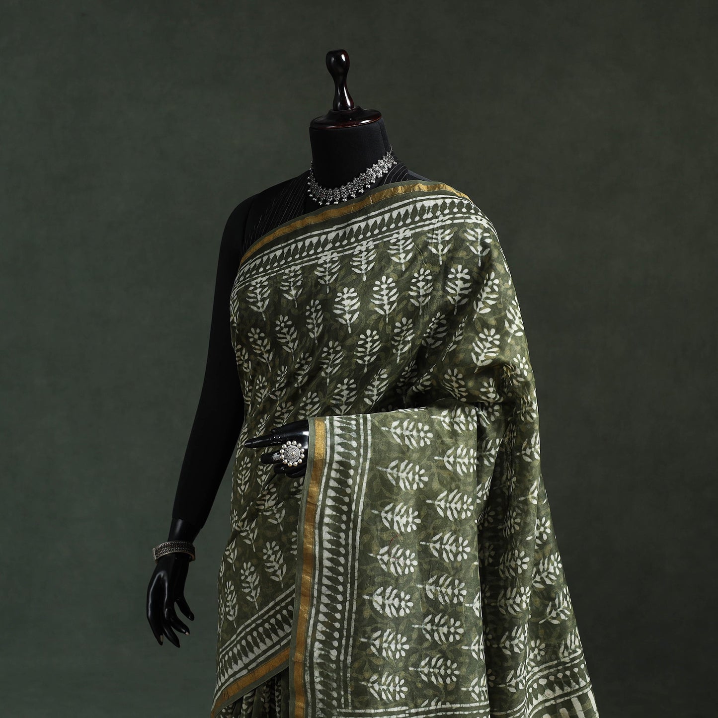 Chanderi silk hand block batik print saree 81 - handcrafted