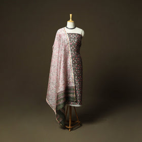 Chanderi silk hand block sanganeri print 3pc unstitched