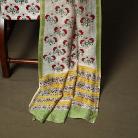 Chanderi silk hand block sanganeri print 3pc unstitched