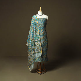 Chanderi silk hand block sanganeri print 3pc unstitched