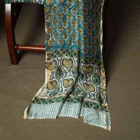 Chanderi silk hand block sanganeri print 3pc unstitched