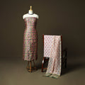 Chanderi silk hand block sanganeri print 3pc unstitched