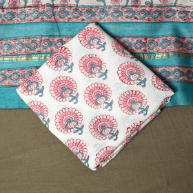 Chanderi silk hand block sanganeri print 3pc unstitched