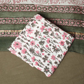 Chanderi silk hand block sanganeri print 3pc unstitched