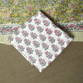 Chanderi silk hand block sanganeri print 3pc unstitched