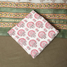 Chanderi silk hand block sanganeri print 3pc unstitched