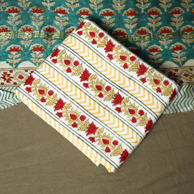 Chanderi silk hand block sanganeri print 3pc unstitched