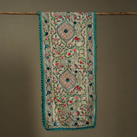 Green - chanderi silk hand embroidered stole 86