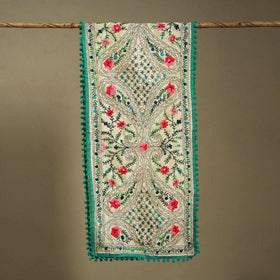 Green Chanderi Silk Hand Embroidered Stole