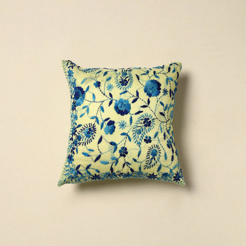 Chanderi silk hand embroidery cushion cover 15 - handcrafted