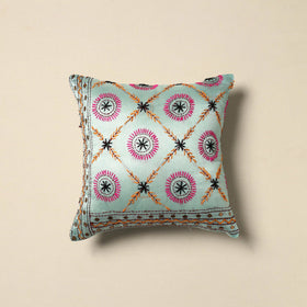 Chanderi silk hand embroidery cushion cover 16 - handcrafted