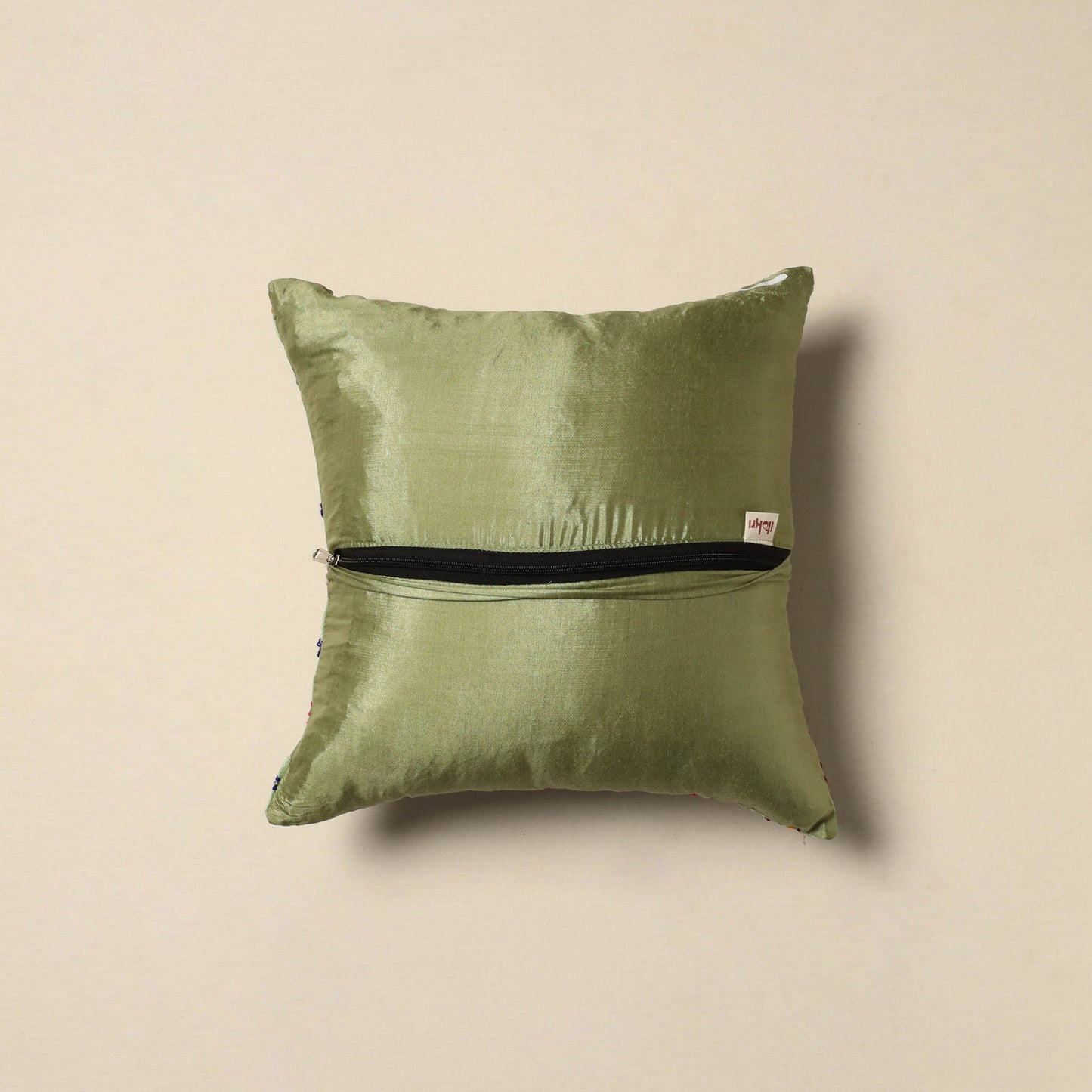 Chanderi silk hand embroidery cushion cover 18 - handcrafted