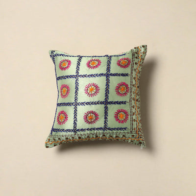 Chanderi silk hand embroidery cushion cover 18 - handcrafted