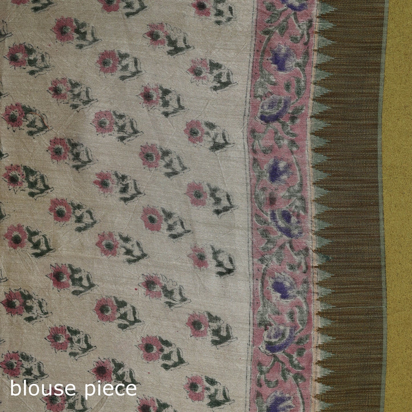 Chanderi silk hand sanganeri saree with ghicha border 12