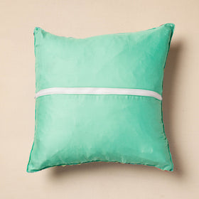 Buy Green Chanderi Silk Phulkari Hand Embroidered Cushion Cover