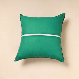 Green Chanderi Silk Phulkari Hand Embroidered Cushion Cover