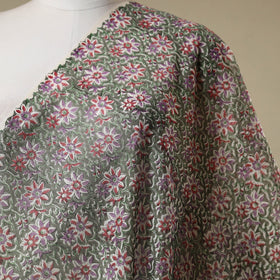 Green - chanderi silk sanganeri fabric 01 - handcrafted