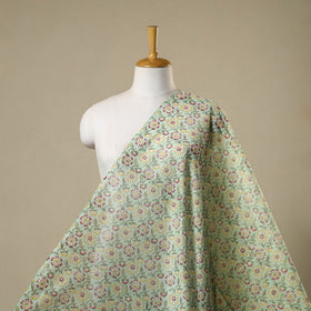 Green - chanderi silk sanganeri fabric 03 - handcrafted