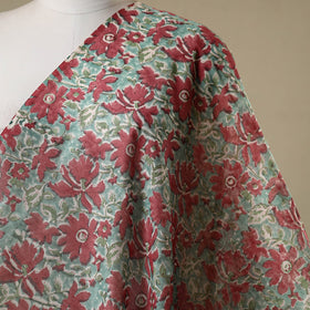 Green - chanderi silk sanganeri fabric 05 - handcrafted