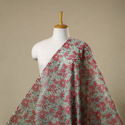 Green - chanderi silk sanganeri fabric 05 - handcrafted