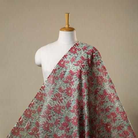 Green - chanderi silk sanganeri fabric 05 - handcrafted