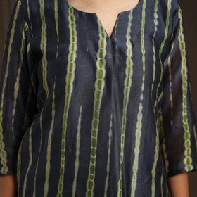 Green - chanderi silk shibori kurta set (set of 3) 09